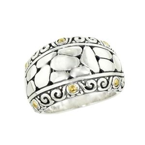 10 Gram Sz 7 Effy 925 Sterling Silver 18K Gold Balissima Designer Statement Ring